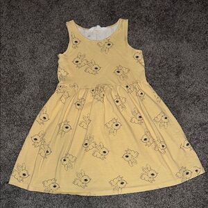 Cute Yellow Sleeveless Dress with Bunny Print